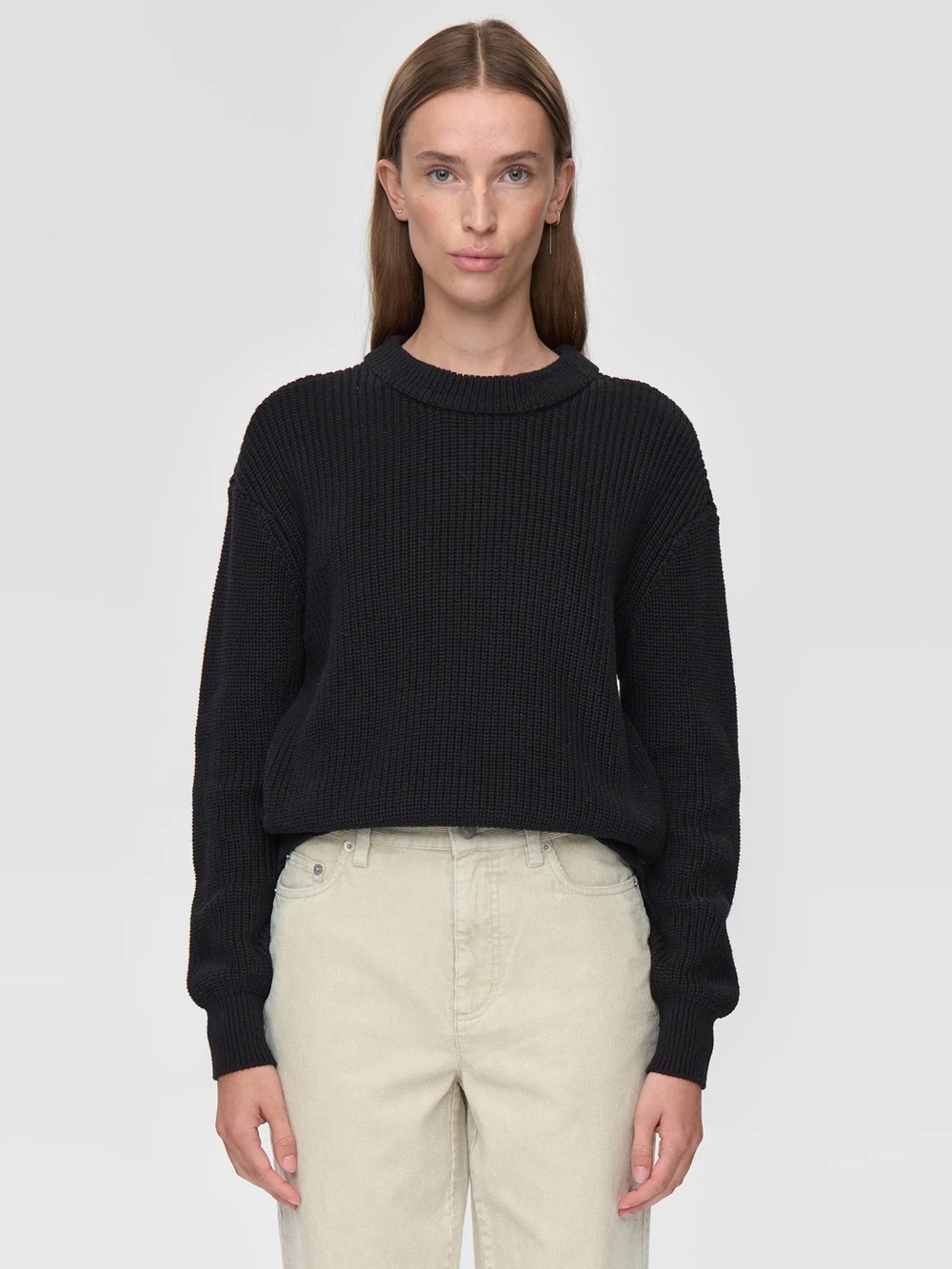 Minimum Black Ribbed Crewneck Sweater